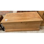 A 20th century stripped pine blanket box with two