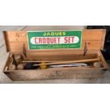 A Jacques London croquet set, in pine box with rop