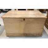 A 19th/20th century pine blanket box, with iron hi