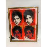 In the style of Andy Warhol a print of Prince with