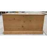 A 20th century waxed pine blanket box, with an iro