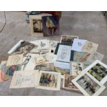 A collection of lithographs, prints, sketches and