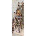 2 pairs of wooden steps & a metal frame. Viewing/c