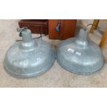 2 galvanized industrial hanging lights. Viewing/co