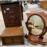 Victorian mahogany dressing table mirror, wood carved wall