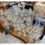 Large collection of glassware including vases,