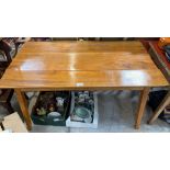 Mid 20th century kitchen table, 137cm wide, 76cm deep, 77cm high.