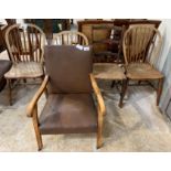 Collection of 4 kitchen chairs & fireside chair. V