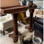 2 mahogany pedestal bar tables. Viewing/collection
