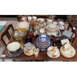 Collection of mainly china plates, cups, jugs, gla