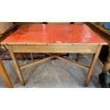 Early to mid 20th century kitchen table with red top