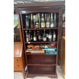 Reproduction mahogany open bookshelf with