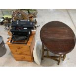 Imperial Typewriter, 3 drawer bedside cabinet, drop