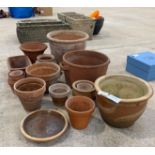 Selection of terracotta & china garden planters.