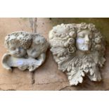 2 wall mounted reconstituted stone decorative planters
