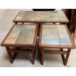Late 20th century tile topped nest of three tables.