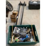 Box of car parts, roof rack and 2 boxed car spot l