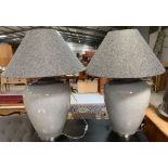 2 large ceramic mosaic patterned lamps with lamp shades
