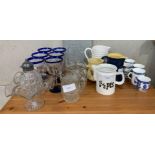 Collection of glassware & ceramics including water jugs