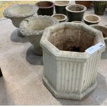 Small pair of matching concrete urn planters