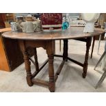 20th century stained oak drop leaf table.