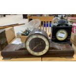 French black slate mantel clock and 1 other. Viewi