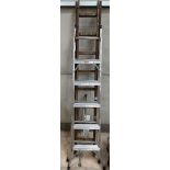 Set of aluminium step ladders, wooden ladder + 2 l