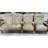 Ercol 2 seater settee & 2 armchairs.