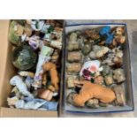 2 boxes of collectable ceramics to include Lilliput Lane,