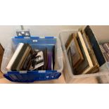 2 tubs of framed prints & photographs. Viewing/col