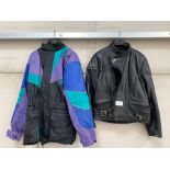 Medium black leather jacket + 1 other bike jacket.