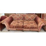 Leather & heavy cord material upholstered settee