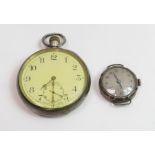 A silver open faced pocket watch; and a ladys wris
