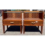 A pair of c.1960's bedside cabinets with glass she