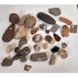 A collection of fossils, minerals, an ancient ston