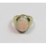 **WITHDRAWN** A single stone opal ring, stamped ‘585’ and ‘14K’,