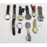 A collection of men’s fashion watches, including L
