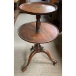 A George III mahogany two tier circular dumb waite