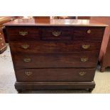 A Victorian mahogany chest with three short and th