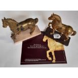 Two gold plated copper limited edition horses of S