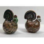 Two glazed pottery figures of stylised cockerels 1