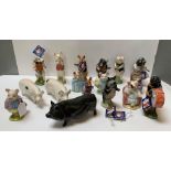 Royal Albert Beatrix Potter pig figurines includin