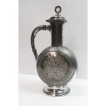 A plated hot water jug, Britannia metal body, engr