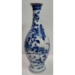 A blue and white Chinese vase with slender neck an