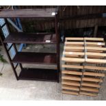 2 wine racks & part wood storage unit