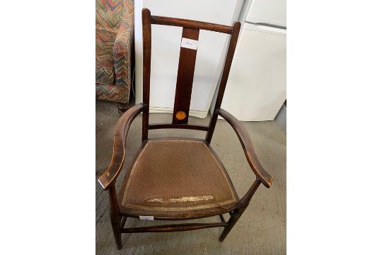 Edwardian inlaid armchair together with an art nou - Image 4 of 4