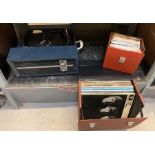 Old Fidelity record player & 2 boxes of records