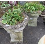 Pair of stoneware urn planters