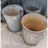 3 galvanized dustbins