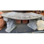 Stone garden half circular seat